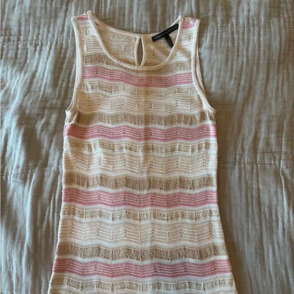 White House Black Market Pink and Tan Tank Top